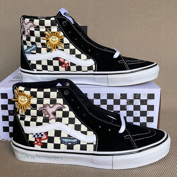 Vans Skate Sk8- Hi Skateistan Popcush  Checkerboard MEN`S - Picture 1 of 16